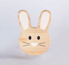Handcrafted Pine Wood Rabbit Face Knob